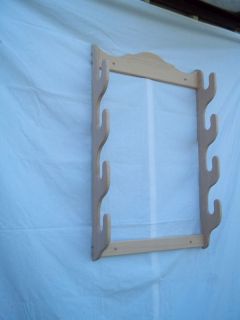 Solid Wood 4 Gun Wall Rack   Red Oak   Unfinished