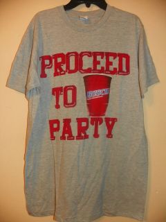 BUSCH BEER PROCEED TO PARTY MENS SIZE MEDIUM LICENSE​D SHORT SLEEVE 