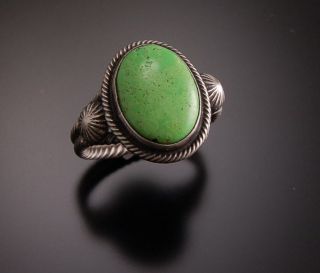 STUNNING LIME GREEN GASPEITE RING ~ OLD VINTAGE PAWN STYLE ~ BY ERICK 