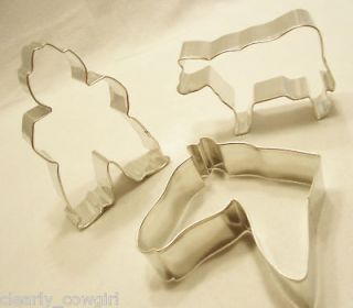 8513A    WESTERN COW HORSE COWBOY METAL COOKIE CUTTER SET OF 3  CUTE