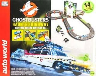 AW Auto World SRS260 Ghostbusters Slot Car Race Set Ecto 1 NYPD police 