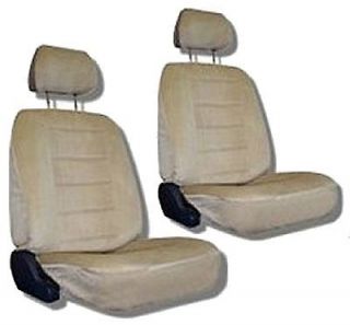 Tan Quilted Velour Car Auto Truck Seat Covers w/ Head rest Covers #5