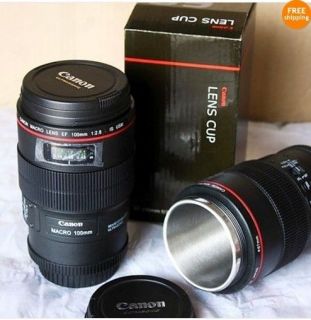 24 105 24 70 70 200mm Camera Lens Mug Coffee Cup Stainless + Pouch