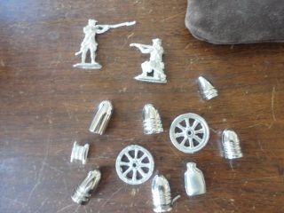 MIXED LOT TOY REVOLUTIONARY WAR LEAD SOLDIER BULLETS WHEELS CANTEEN