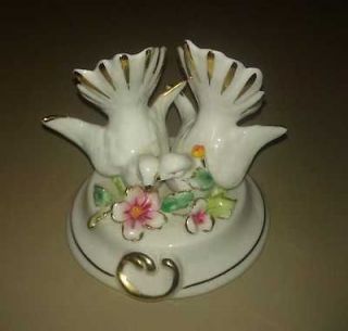 CAPODIMONTE ITALY   TWO DOVE FLORAL FIGURINE SIGNED A CALLE