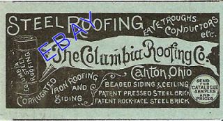 1894 COLUMBIA STEEL CORRUGATED ROOFING AD CANTON OHIO