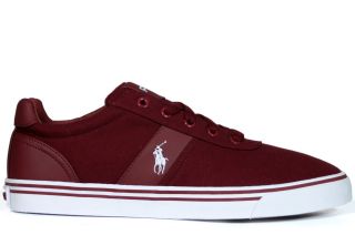 Polo Ralph Lauren Shoes Mens Canvas Lace Up Sneakers Hanford Burgundy 