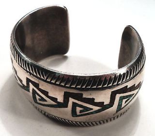 Carl Allen Begay   Sterling Silver Inlay Coral & Turquoise Bracelet 