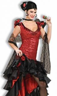 Sexy Fancy Dress Halloween Costume Spanish Flamenco Dancer Outfit