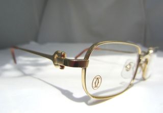 CARTIER GOLD SQUARE EYEGLASSES GLASSES   AUTHENTIC NEW T8100431