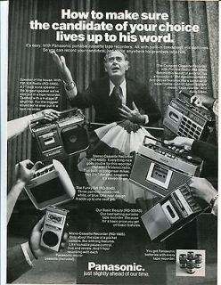 1976 PANASONIC Portable Cassette Players Election Candidate Vintage 