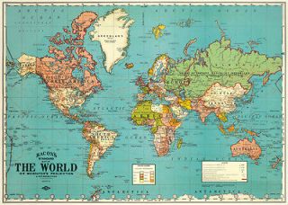 Cavallini & Co. World Map Decorative Wrapping Paper 20x28