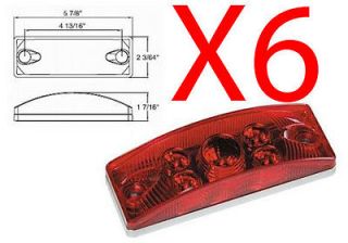 Six LED Truck RV Trailer Bus Side Marker ID Clearance Light Red Super 