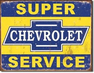 CHEVROLET SUPER SERVICE VINTAGE STYLE TIN SIGN.GARAGE BA​R  MAN CAVE