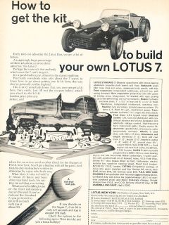 1964 Lotus 7 Kit Car   Build   Classic Vintage Advertisement Ad D168