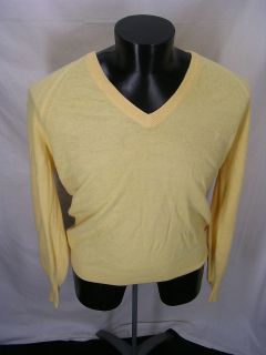 Vintage Christian Dior V Neck Sweater L 48 Chest Yellow MOD Indie 
