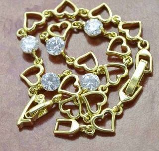 Exquisite 9K Gold Filled CZ Heart Womens Bracelet,21.5C​m,B131