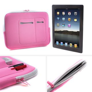 Pink 10” Neoprene Sleeve Zipped Case Bag Pouch for ipad 2 3 Samsung 