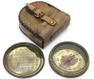 Robert Frost Poem Compass Pocket Compass with Leather Case
