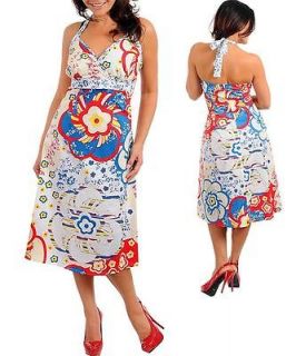 White Red and Blue Plus Size Halter Dress 12 14 16 18 20 22 24 26
