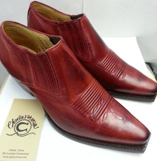 new CHARLIE 1 HORSE I6268 BURNISHED SCARLETT LEATHER SHOE BOOT MADE BY 