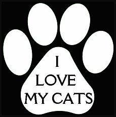 Love My Cats Paw Print Vinyl Decal CATS Car Window Carrier Cage 
