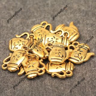 10pcs Vintage Gold Plated Teapot House Charms Jewelry Findings 13g 