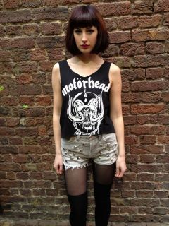 MOTORHEAD CROPPED HAND CUT VEST ONE SIZE T SHIRT CUSTOMISED METAL 