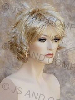 Trendy Cheeky Short Wavy wig Striking Golden blonde Pale Blonde Mix # 