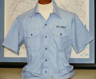 US Navy Short Sleeve Chambray Work Shirt   New   Medium