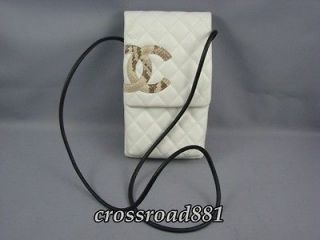 Authentic Chanel White Cambon Lamb Leather with Python Cross body Bag 