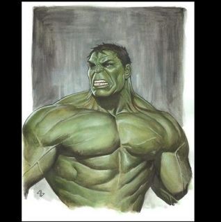Incredible Hulk By Adi Granov Original Art Watercolor 9 X 12 Avengers 
