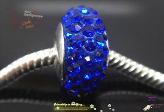 New sterling Silver Threaded Core & Blue SWAROVSKI Crystal European 
