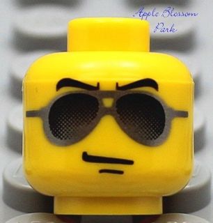 NEW Lego City Police Agent MINIFIG HEAD Male Boy w/Black Sunglasses 