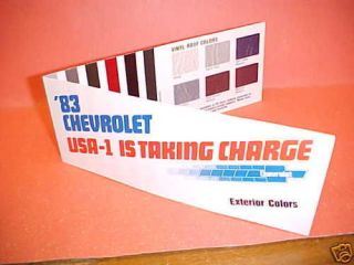 1983 CHEVROLET CAR CAMARO COLOR PAINT CHIPS CHART 83