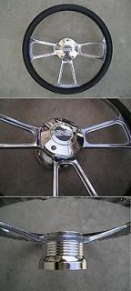 CHEVY horn billet steering wheel & adapter 4 Chevy Ididit Flaming rivr 