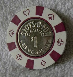 obsolete SLOTS A FUN coin in center Las Vegas $1 CASINO Poker CHIP