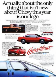 1990 Chevrolet 454SS Truck Beretta GTZ   Classic Vintage Advertisement 