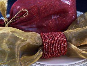 RUSTIC RED BEADED NAPKIN RINGS, Discontinued Color, Save 50% PER SET