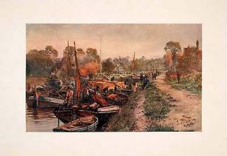 1905 Print Allington Lock Medway William Wyllie Boats Traffic 