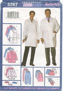   5287 Unisex Scrubs Sewing Pattern Coat Jacket Skirt Pants Hat Pocket