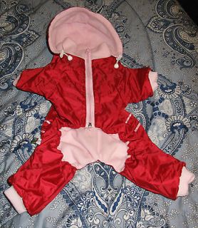 New Medium Chihuahua/York​ie Dog Red Winter/Spring hooded Jacket 