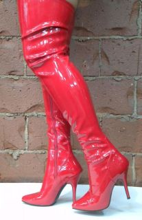 Red Thigh High Super Hero Wonder Woman Drag Queen Costume Boots 