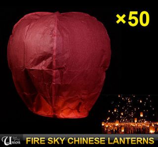 50pcs Chinese Lantern Paper Floating Lamps Fire Sky Wishing Party 