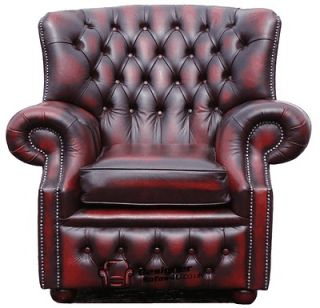 Chesterfield Monks High Back Armchair Club Chair Sofa Antique Oxblood 
