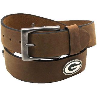 Green Bay Packers Crazy Horse Leather Belt   Brown