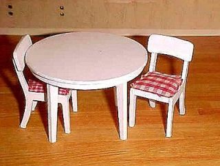 Vintage LUNDBY Kitchen White Table and 2 checkered Chairs
