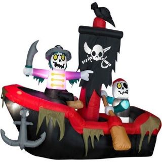HALLOWEEN SKELETON GHOST GHOUL PIRATE SHIP INFLATABLE AIRBLOWN GEMMY