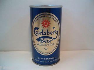 CARLSBERG IMPORTED 12 OZ. EMPTY STRAIGHT STEEL BEER CAN. COPENHAGEN 