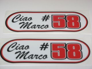 Marco Simoncelli 58 ciao marco bike sticker decals X 2 stickers 